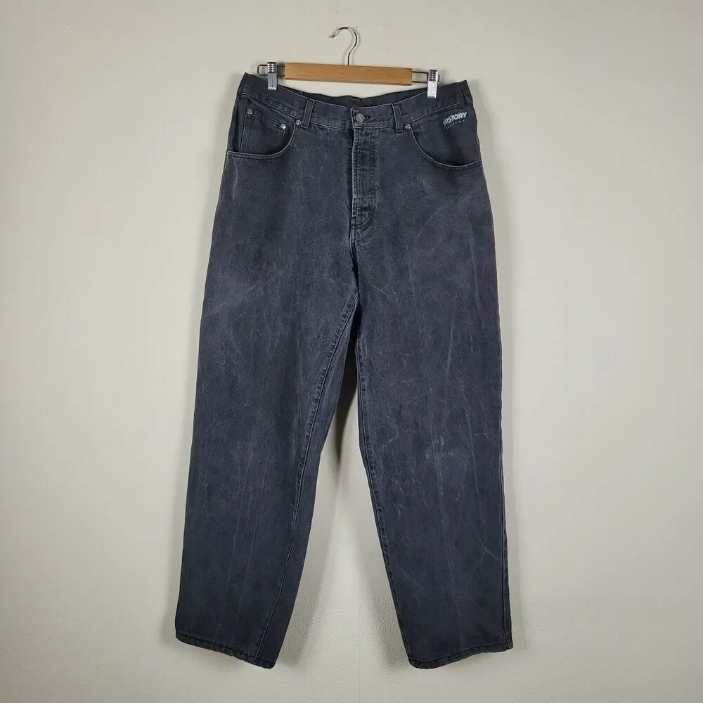 Vintage Iceberg History Jeans Mens 31 Black Denim Pepe Le Pew Baggy 90s Hip Hop